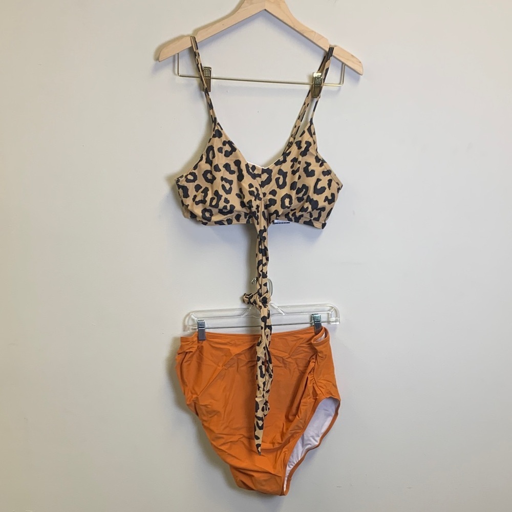 Summer Mae Leopard Print Bikini with Orange Details